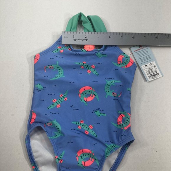 Cat And Jack Girl's Size 12 Month Swim Suit One Piece Blue New With Tags - Picture 7 of 12